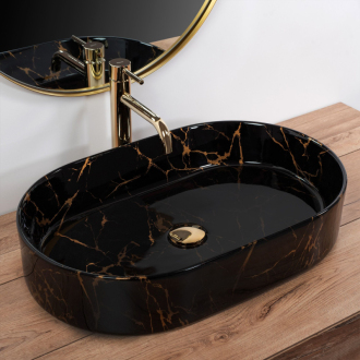 Umývadlo na dosku REA Nadia Black Marble Shiny
