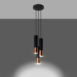 LOOPEZ 3P black Závesné svetlo, čierna-meď SL.0949