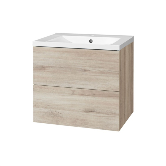 Aira, kúpeľňová skrinka s umývadlom z lit. mram, 610x578x465mm, spodná, dub Kronberg CN720M