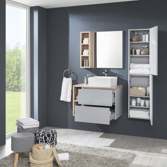 Aira, kúpeľňová skrinka s umývadlom z lit. mram, 610x578x465mm, spodná, dub Kronberg CN720M
