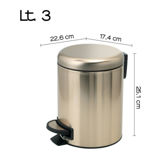 POTTY odpadkový kôš 3l, Soft Close, zlato mat 320987