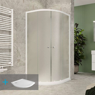 Mereo Sprchový set: Kora Lite CK35121Z R550, 90x90x185cm, biely, vanička biela CK35121ZN