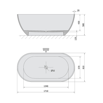 REDUTA voľne stojaca vaňa liaty mramor 171x81x58cm, biela 71842