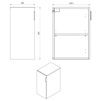 CIRASA skrinka spodná dvierková 30x64x46cm, pravá/ľavá, biela lesk CR301-3030