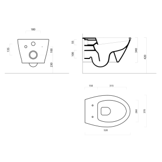 MODO závesná WC misa, Swirlflush, 37x52 cm, čierna dual-mat 981626