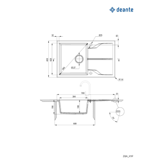 Deante ANDANTE FLUSH Deante granitový drez, grafit ZQN_G11F