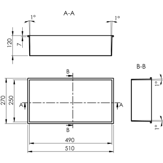 INSERTA zapustená polica do obkladu, 510x270 mm, nerez, antracit 1301-53B