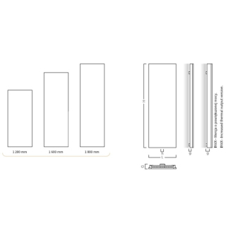 Kúpeľňový radiátor INVENTIO - 570 × 1800 mm, výkon 1060 W, Biele