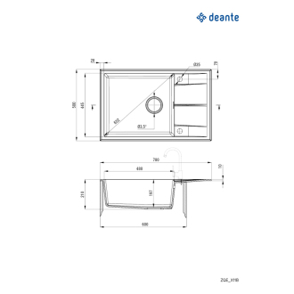 Deante ERIDAN Granitový drez s odkvapom, alabaster ZQE_A11B