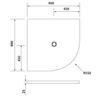 FLEXIA vanička z liateho mramoru štvrťkruh, s možnosťou úpravy rozmeru, 90x90x3cm, R550