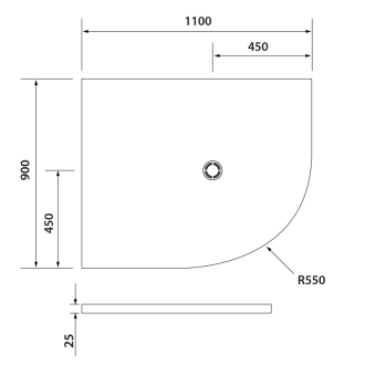 FLEXIA vanička z liateho mramoru štvrťkruh, s možnosťou úpravy rozmeru, 110x90x3cm, R550, ľavá