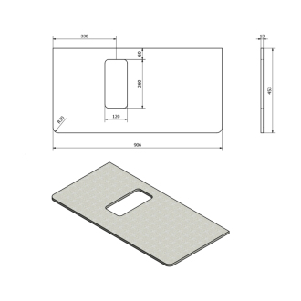 LUCIE doska Rockstone 90,6x45,3cm, pre umývadlo BALENA 48cm, biela mat RL090-0101