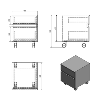 AVICE skrinka na kolieskach, 2x zásuvka 45x57x48, 5cm, biela (AV063) AV063-3030