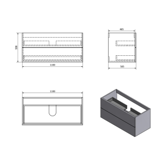 TREOS umývadlová skrinka 110x53x50, 5cm, biela mat (TS110) TS110-3131