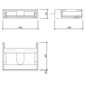 AVICE umývadlová zásuvka 60x15x48cm, biela (AV605) AV605-3030