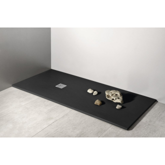 MITIA sprchová vanička z liateho mramoru, obdĺžnik 160x90x3 cm, čierna PMC16090