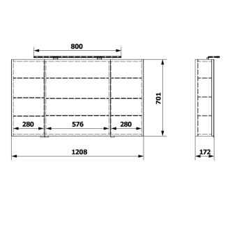 RIWA galerka s LED osvetlením, 3x dvierka, 121x70x17cm, dub strieborný RIW120-0011