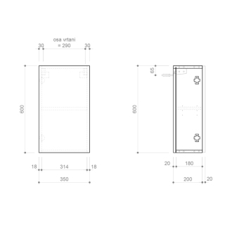 ESPACE skrinka 35x60x22cm, 1x dvierka, ľavá/pravá, dub strieborný ESC430-1111