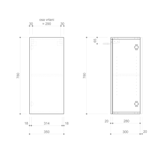 ESPACE skrinka 35x78x32cm, 1x dvierka, ľavá/pravá, biela lesk ESC630-3030