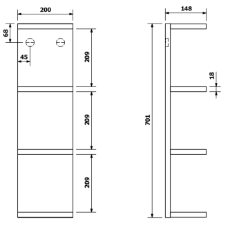 RIWA otvorená polica 20x70x15cm, borovica rustik RIW200-0016