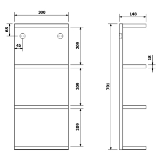 RIWA otvorená polica 30x70x15cm, borovica rustik RIW300-0016