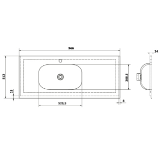 TREOS umývadlo 96,6x51,3 cm, rockstone, biela mat TS097-0101