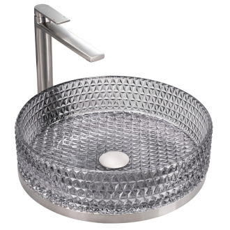 Umývadlo na dosku Rea Cristal Grey 39 nikiel brush ring