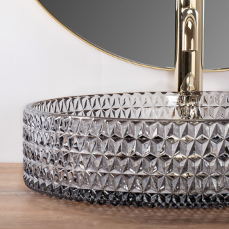 Umývadlo na dosku Rea Cristal Grey 39 nikiel brush ring