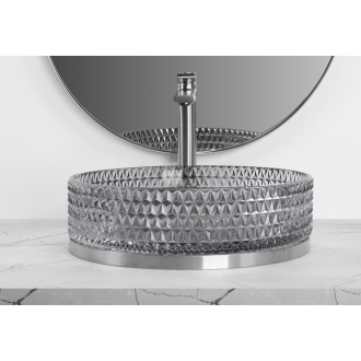 Umývadlo na dosku Rea Cristal Grey 39 nikiel brush ring