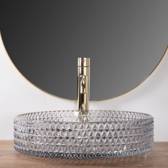 Umývadlo na dosku Rea Cristal Grey 39 nikiel brush ring