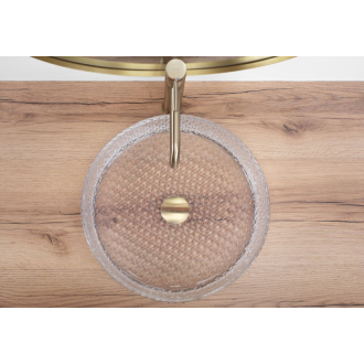 Umývadlo na dosku Rea Cristal Transparent 39 Gold brush ring