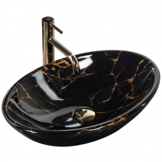 REA Umývadlo na dosku PAMELA Marble Shiny, čierna REA-U5067