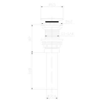 THIN umývadlová výpusť 5/4“, click-clack, Rockstone, biela mat WN721