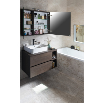 MIRRÓ galerka s LED osvetlením, 90x70x16cm, borovica rustik MC090-0016
