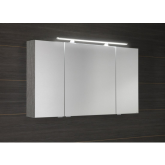 MIRRÓ galerka s LED osvetlením, 3x dvierka, 120x70x16cm, dub strieborný MC121-0011