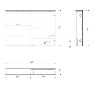 LINEX galerka s LED osvetlením, 100x70x15cm, dub strieborný LX100-0011