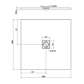 FLEXIA vanička z liateho mramor s možnosťou úpravy rozmeru, 100x100x3cm, biela mat 71552MAT