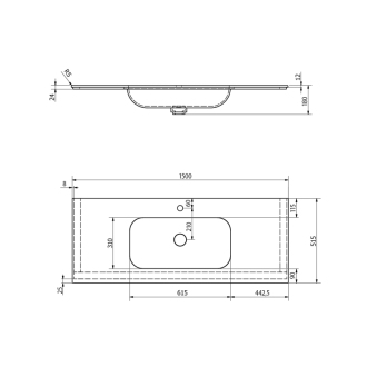 ARUBA umývadlo uprostred, 150x51,5 cm, Rockstone biela mat AR150-B1M