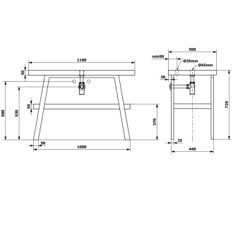 TWIGA umývadlový stolík 110x72x50 cm, čierna mat/dub starobiely