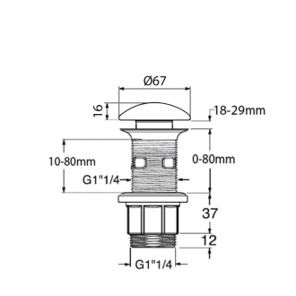 BLOK umývadlová výpusť 5/4“, click-clack, zátka leštený biely mramor 2401-921