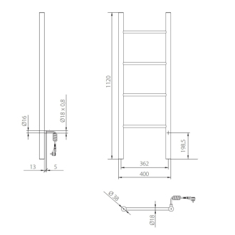 elektrický sušiak PRIMAVERA, 400x1120 mm, C31 čierna matná RADPRI401131