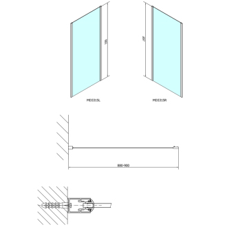 DEEP bočná stena 900x1500 cm, číre sklo MD3315