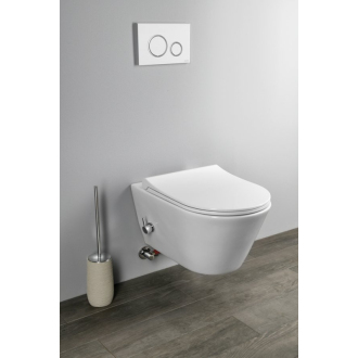 Závesné WC AVVA Rimless batérie a bidet. spŕška s nádržkou a tlačidlom, biela 100315-SET5
