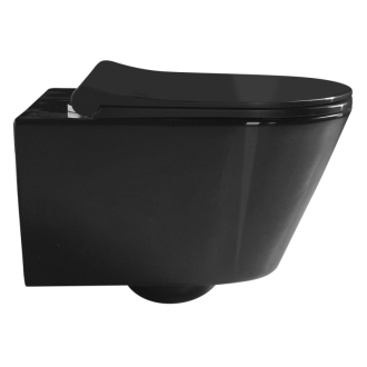 AVVA CLEANWASH závesné WC + sedátko, Rimless, s bidet. spŕškou, čierna lesk 100312-108