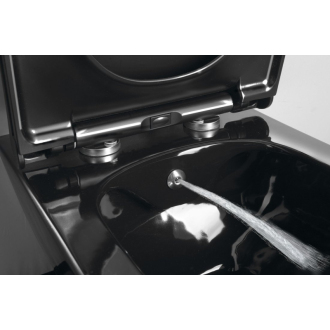 AVVA CLEANWASH závesné WC + sedátko, Rimless, s bidet. spŕškou, čierna lesk 100312-108