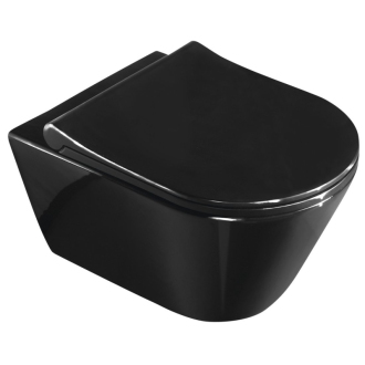 AVVA CLEANWASH závesné WC + sedátko, Rimless, s bidet. spŕškou, čierna lesk 100312-108
