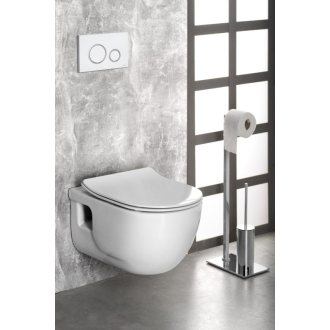 Závesné WC BRILLA Rimless biela s podomietkovou nádržkou a tlačidlom Schwab biela 100614-SET5