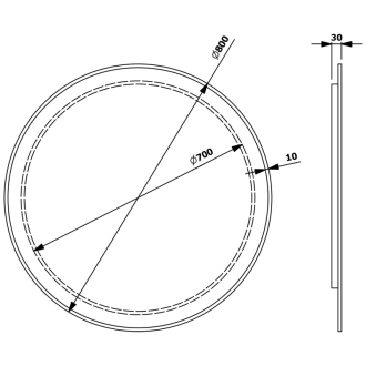 SHARON okrúhle LED podsvietené zrkadlo priemer 80cm, čierna mat (E28904CI) 31255CI