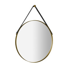 ORBITER okrúhle zrkadlo s koženým pásikom priemer 60cm, zlato mat ORT060G