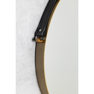 ORBITER okrúhle zrkadlo s koženým pásikom priemer 60cm, zlato mat ORT060G